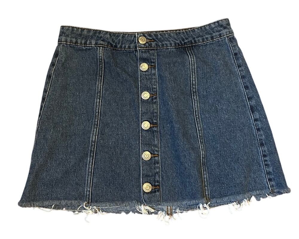Aero High Rise Button-Up Denim Mini Skirt Size 8